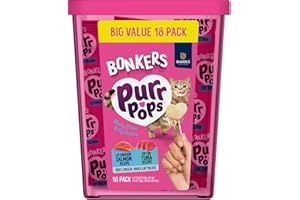 Bonkers Purrpops Cat Treats, Salmon and Tuna Flavors, 18 Count Value Pack