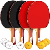 Ping Pong Paddle Set with Rackets, Balls &amp; Carry Case for Table Tennis | Professional Paddles &amp; Balls for Indoor Outdoor Play, Table Tennis Set for Adults, Kids, Beginners &amp; Family Games