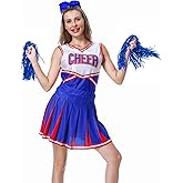 GRAJTCIN Adult Cheerleader Costume for Women Cheerleading Uniform Halloween Costume