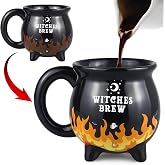 RAISLY Witch Brew Cauldron Coffee Mug, 300ml/10oz Heat Flame Color Changing Beverage Mugs, Adorable Sorceress&rsquo;s Potion Themed Water Cups, All-Season Drinkware, Ideal for Birthday and Halloween