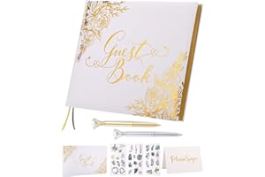 Wedding Guest Book - Guest Book Wedding Reception with Pens - 9x7'' Personalized Wedding Guestbook Photo Album Sign in Book -