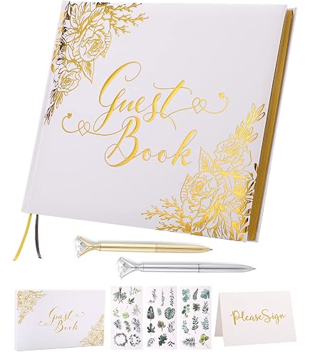 KateMelon Libro Degli Ospiti Matrimonio Con Penna - Fascia In Raso Nero, 70 Pagine Per 500 Firme, Accessori Da Sposa - 2