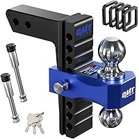 Orion Motor Tech Adjustable Trailer Hitch, 8 in Drop & Rise Hitch Fits 2 in Receiver, 12500 LBS GTW, Heavy Duty Aluminum Tow 