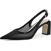 QIY Womens Pumps Pointed Closed Toe Chunky Heel Slingback Heels for Women