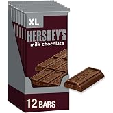 HERSHEY'S Milk Chocolate XL Candy Bars, 4.4 oz, 12 ct | Extra Large Milk Chocolate Bars, for S'mores and Sharing, 12 ct