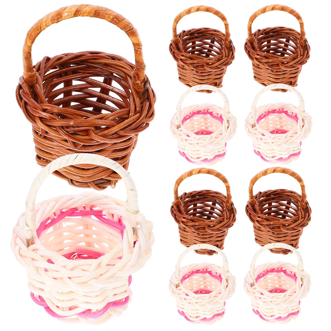 Photo 1 of jojofuny 10Pcs Mini Wicker Baskets with Handle: 1.97''x2.75'' Decorative Small Storage Baskets for Home Decor, Dollhouse Accessories,Photography Props
