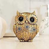 TOHLUCS Owl Statue Home Decor Accents with Evil Eye.Gold Decor for Bookshelf, Bedroom, Living Room, Office, Table and Shelf.Vintage Owl Figurines Gifts for Birds Lover.Cute Small Animal Sculptures.