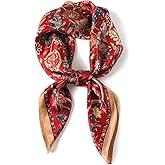PoeticEHome 100% Pure Mulberry Silk Square Scarf 27"x27" Women Neckerchief Headscarf Gift Packed