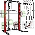 OPPSDECOR All-in-One Adjustable Smith Machine with LAT-Pull Down System Multi-Function Power Cage for Home Gym Cable Crossover Squat Rack of Workout Machine Training Equipment with Attachments