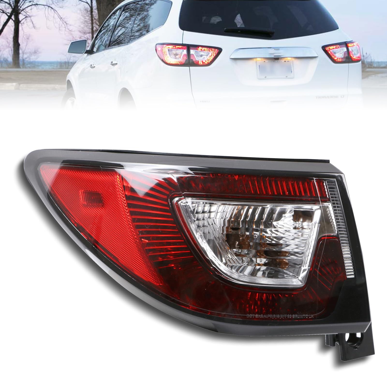Photo 1 of Lochnchn Tail Lights Outer Left Driver Side Taillight Compatible with Chevrolet Traverse 2013-2017 Rear Halogen Tail Lamp Replace: 84266019 23301756 GM2804112