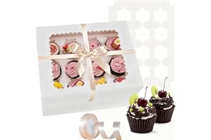 20 Pack Cupcake Boxes Cupcakes Carrier 12 Cupcake Containers, 12 Cupcake Boxes with Window,Food Grade Cupcake Holders Bakery 