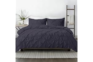 Kotton Culture 120"x 98" 1 Pc Oversized King Pinch Pleated-Pintuck Duvet Cover Only -100% Egyptian Cotton 600 TC Comforter Cover-Zipper Closure & 7 Internal Ties- Fits Large King Inserts-Dark Grey