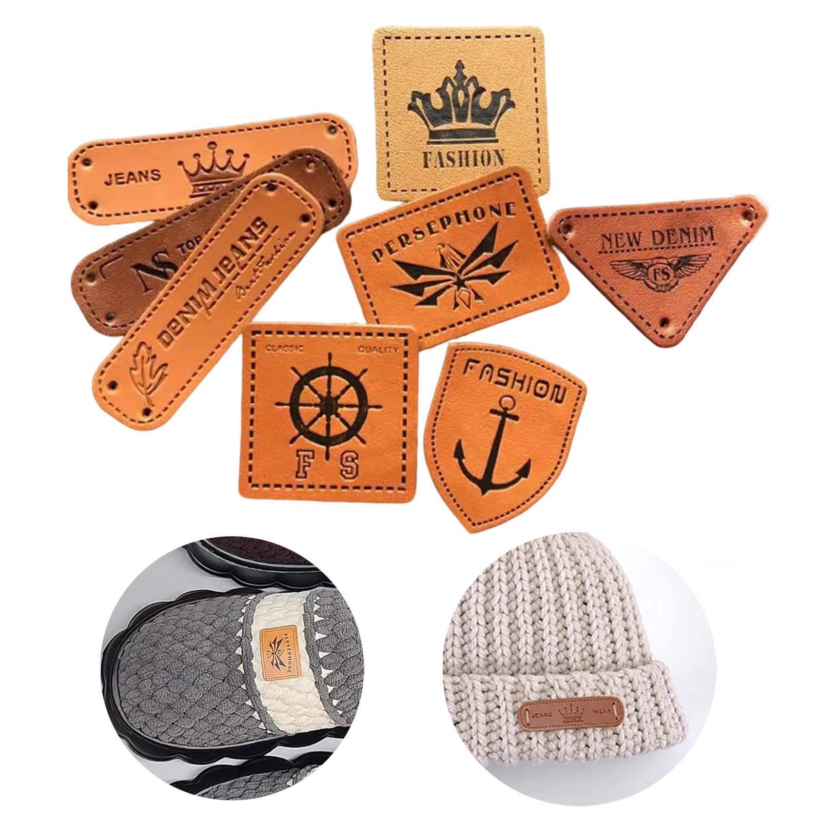 Pack of 100 Labels Clothing Accessories, Labels Decor Handmade, Textile Labels Handmade, Suitable for Making Clothing or Bags Yourself and Adding Manual Labels (8 Styles)