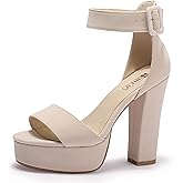 IDIFU IN5 Sabrina Platform Block Chunky High Heels Ankle Strap Heeled Sandals Sexy Wedding Party Dress Shoes for Women Open Toe Heels