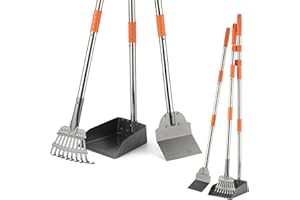 TIMINGILA Pooper Scooper Dog Pooper Scooper Long Handle Stainless Metal Tray Rake Spade Set for Large Medium Small Dogs Easy to Clean Pet Waste Use for Yard, Grass, Dirt or Gravel - Pet Supplies