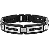 Men's -Accented Stainless Steel Link Bracelet with Black Finish 8.75"