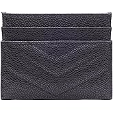 Womens Leather Card Holder Wallet | Slim Luxury Vegan Leather Compact Wallet | Thin Designer Quality Leather Credit Card Minimalist Wallet for Women (Black)