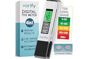 Varify 4-in-1 TDS Meter Digital Water Tester for Drinking Water | Accurate 0–9990 PPM EC & Temp Readings | Ideal for RO Systems, Aquariums, Pools – Built for Professionals, Easy for Anyone (2-Pack)