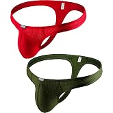 iKingsky Men's Bright Color Thong Breathable T-back Underwear Low Rise Bulge Under Panties for Men