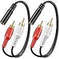 VCE RCA to 3.5mm Splitter Y Cable,2-Pack,3.5mm Female to 2RCA Male Stereo Audio Adapter for Headphone Speaker Amplifier (8 in
