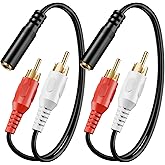 VCE RCA to 3.5mm Splitter Y Cable,2-Pack,3.5mm Female to 2RCA Male Stereo Audio Adapter for Headphone Speaker Amplifier (8 in