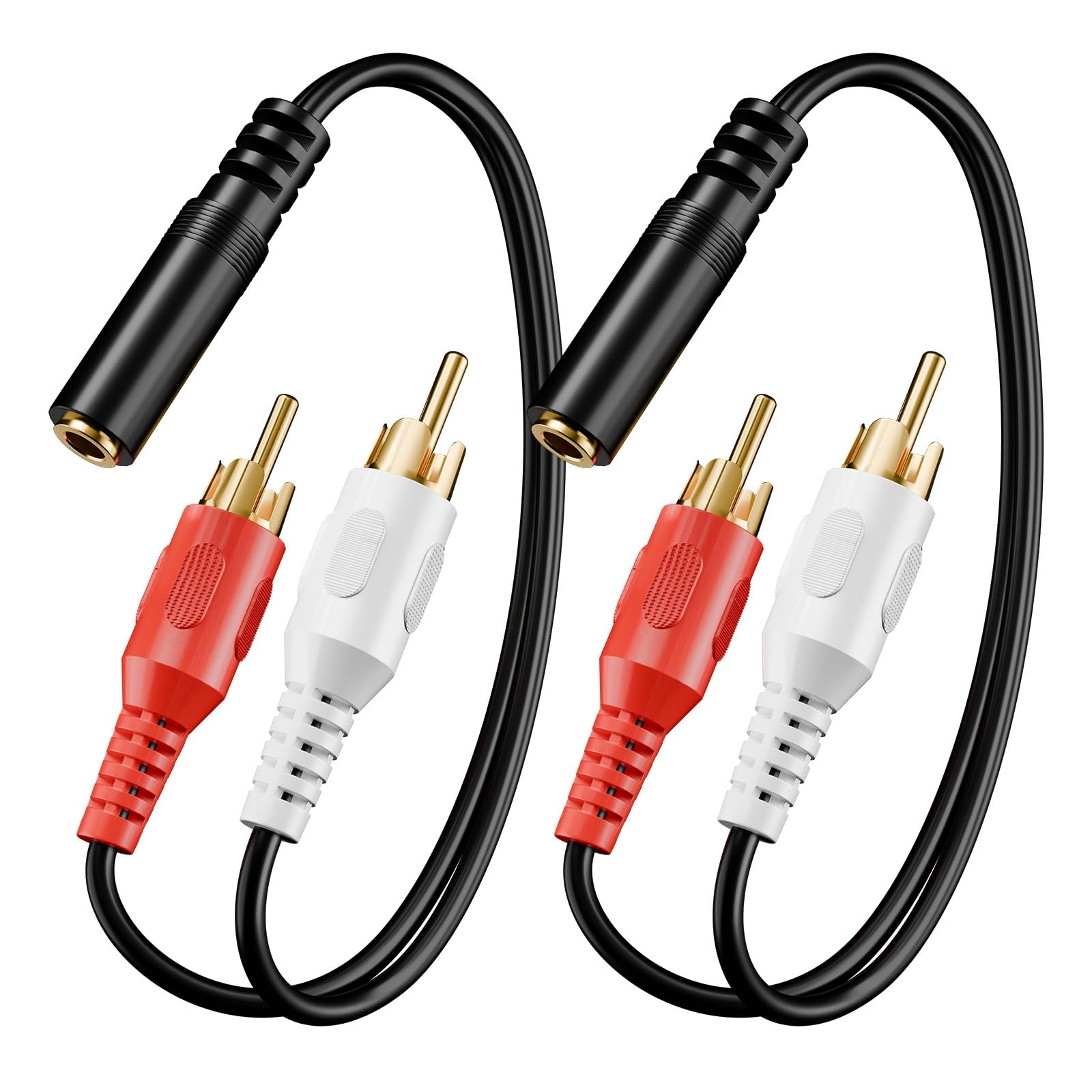 Photo 1 of VCE 3.5mm Female to 2 RCA Splitter Male Stereo Audio Y Cable 2-Pack, Gold Plated Adapter Compatible for TV,Smartphones, MP3, Tablets, Speakers,Home Theater (8 inch)