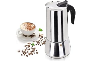 MOGRECHA 12 Cup 600ml Moka Pot Stainless Steel Espresso Coffee Maker Stovetop Percolator Coffeemaker Italian Classic Style Brewing Greca Cafe Mocha Machine for Cafeteras Lover Camping Travel and Home Use 20oz