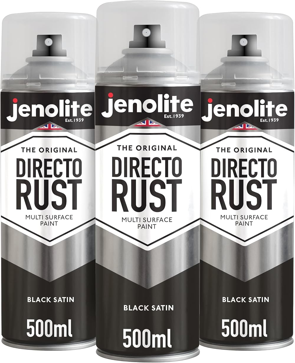 Jenolite Directorust Satin Black Spray Paint 2x400ml Direct To Rust