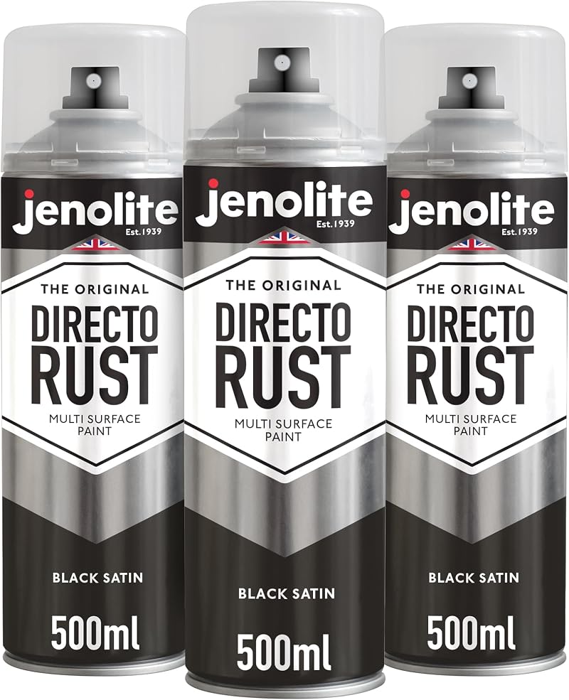 Jenolite Directorust Satin Black Spray Paint 2x400ml Direct To Rust