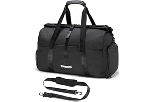 Tolaccea Gym Duffel Bag, Travel Bags Foldable Sports Duffle with Shoe Compartment & Wet Pocket, Lightweight & Water-Resistant, Perfect for Workout, Weekender Overnight & Carry-On Expandable