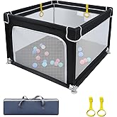 Baby Playpen for Babies and Toddlers,Small Baby Fence Floor Yard,Soft Breathable Mesh, Anti-Slip Base, Mini Play Yard with Pull-Up Ring Safe Anti-Fall Play Yard with Gates,36"X36"in