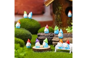 6pcsMiniature Gnome Figurines Set - Colorful Resin Garden Gnomes for Fairy Garden, Micro Landscape, Plant Pot, Cake Topper & 