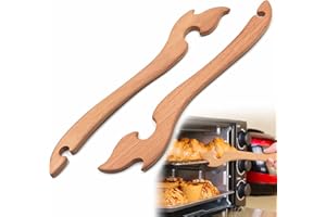 Shinelingee Wooden Oven Rack Puller, Push Pull Tool, Prevent Scalding, Long Handle, 2 Pack
