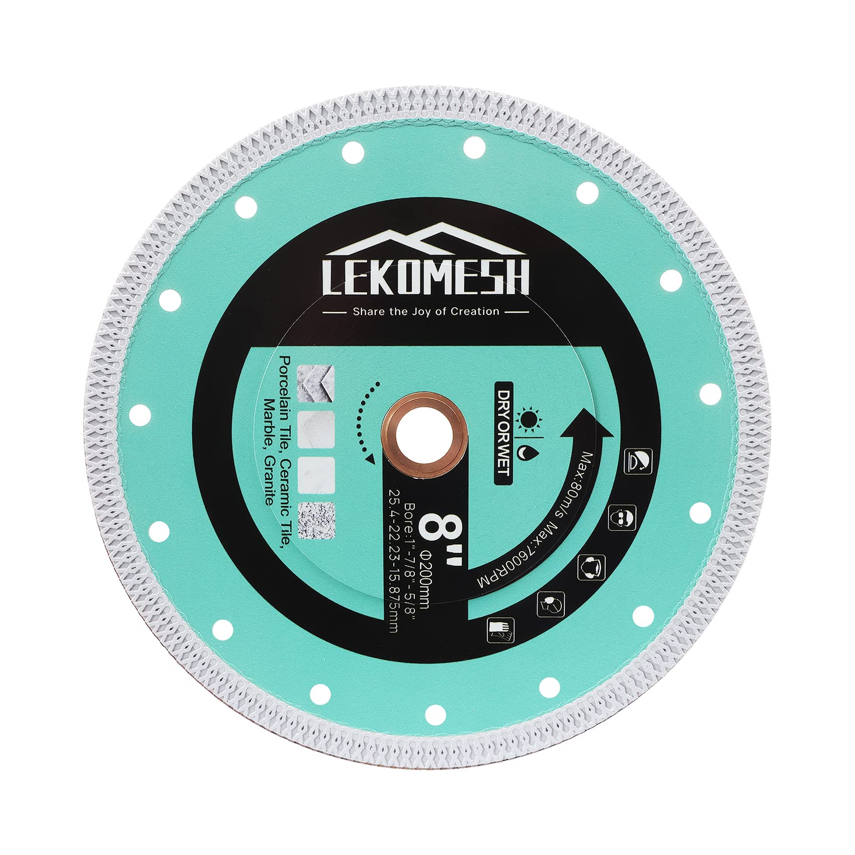 Diamond Disc Cutting Disc 200MM - LEKOMESH Diamond Cutting Disc with X Mesh Super Thin Fast,Clean Cut Porcelain Ceramic Tile Marble Granite Artificial Stone