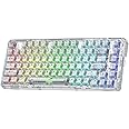Redragon K649 PRO 78% Wireless Gasket RGB Gaming Keyboard, 3-Modes 82 Keys Full-Transparent Mechanical Keyboard w/Hot-Swap Socket, Noise Dampening Layer x 5, Translucent Custom Switch