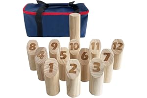 Numbered Block Toss Games, Wooden Throwing Game, Outdoor Backyard Lawn Games (Scoreboard & Carrying Bag)
