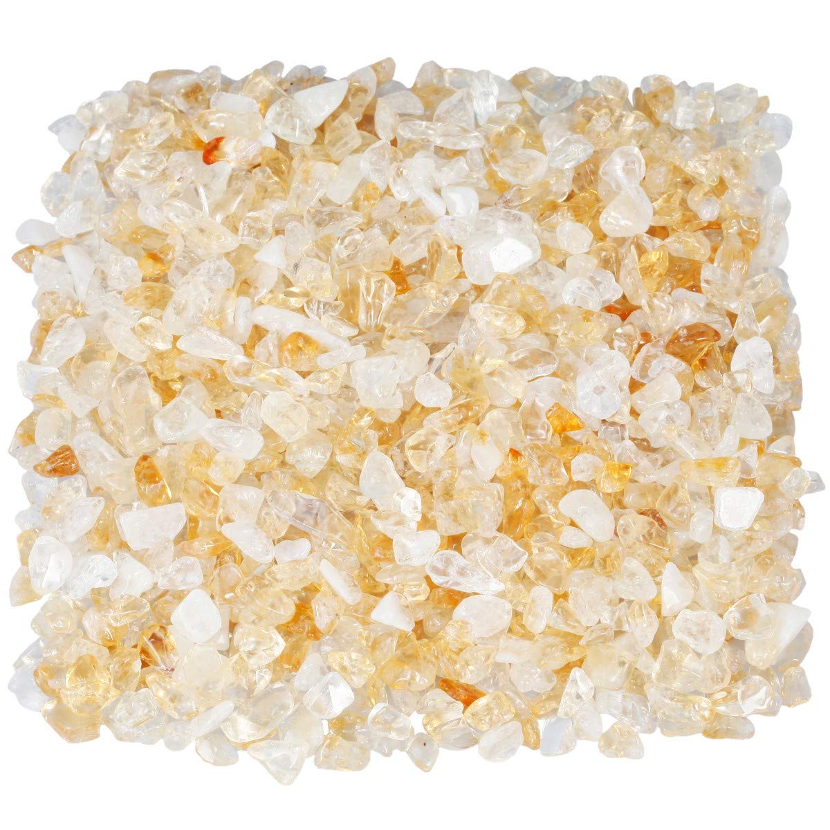 KYEYGWO Citrine Tumbled Chips Crushed Natural Stone for Decoration, Crystal Quartz Gravel Garden Decorative Stones 1 Pound(460 Gram)
