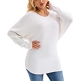 Froggirl Women’s Batwing Sleeve Rhinestone Pullover Sweater Ribbed Knit Tunic Top, Loose Fit – Elegant Sparkle Sweater