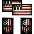 American Flag & Skull Flag Hard Hat & Helmet Stickers: 4 Pack. Great for Motorcycle Biker Helmet, Construction Toolbox, Hard hat, Mechanic Shop & More. Great for Any Patriot. USA Made