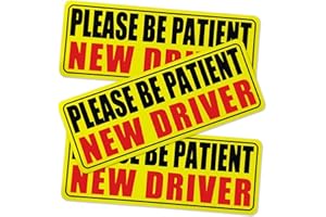 KUWSEIY 3PCS New Driver Magnet for Car, Please Be Patient New Driver Stickers Magnetic Safety Warning Magnetic Reflective Reusable Signs