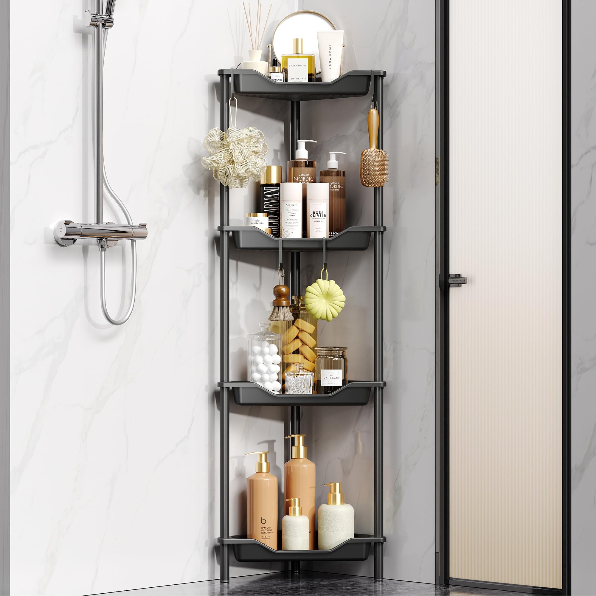 Mystozer Standing Shower Caddy 4 Tier Floor