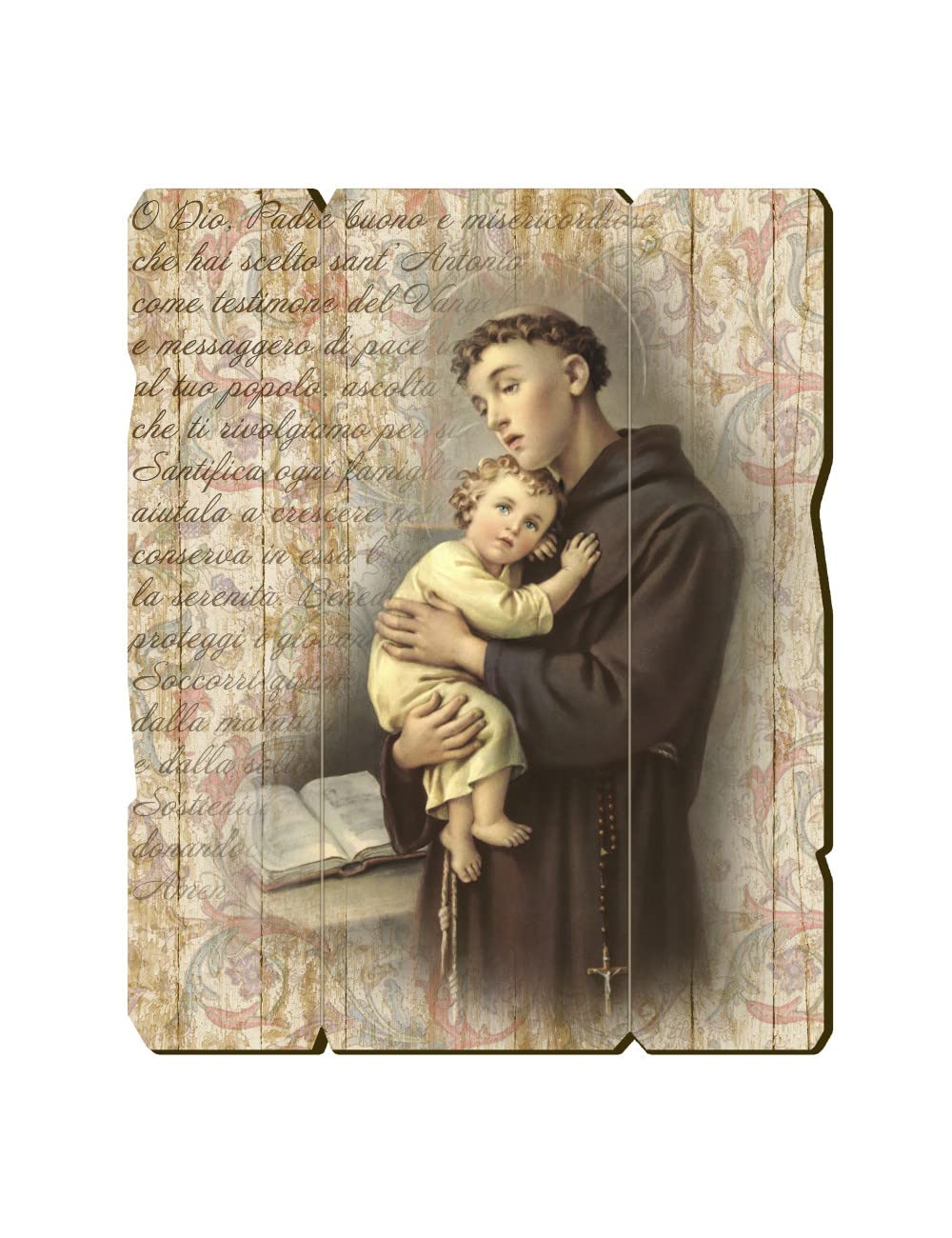 BONELLA BROTHERS Bonella Brothers | Vintage Style Shaped Wooden Framework of Saint Anthony | Made in Italy (19x24)
