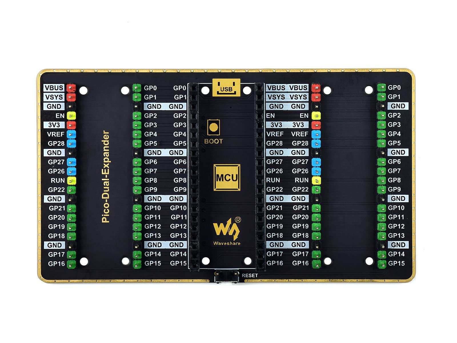 Waveshare Pi Pico Dual GPIO Expander Two Sets of Male Headers for Connecting More Expansion Modules