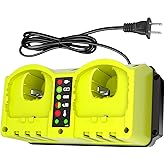 Leisuda P117 18Volt Charger Replacement for Ryobi 18V Battery Charger, Dual Charger Station Compatible for Ryobi 14.4V-18V ONE+ Plus Lithium-Ion Battery P100 P102 P103 P104 P105 P106 P107 P108