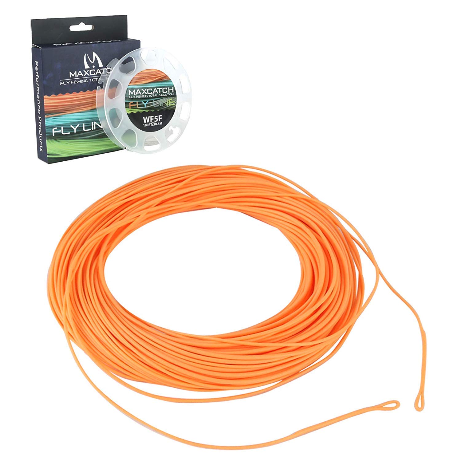 MAXIMUMCATCH Avid Fly Line with Welded Loop, Weight Forward Floating Fly Fishing Line 100ft (3F/4F/5F/6F/7F/8F) (Orange, WF4F)