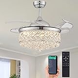 PAFRUMGE 48" Crystal Ceiling Fan with Light and