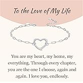 GAVU 925 Sterling Silver Heart Bracelet for Women, Dainty Link Chain Silver Bracelet for Women