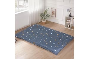 Lucky Monet 100% Cotton Floor Futon Mattress Cover, Soft, Blue, Geometric, Twin, Full, Queen, Modern, Dustproof, Easy to Clean, Machine Washable