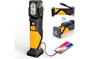 LED Work Light, Rechargeable Work Light with Magnetic Base and Hanging Hook, Clamp on Work Light for Car Engines Repair, Emer