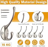 GlazieVault Satin Nickel Coat Hooks Set of 10 Heavy Duty Wall Mounted view 3